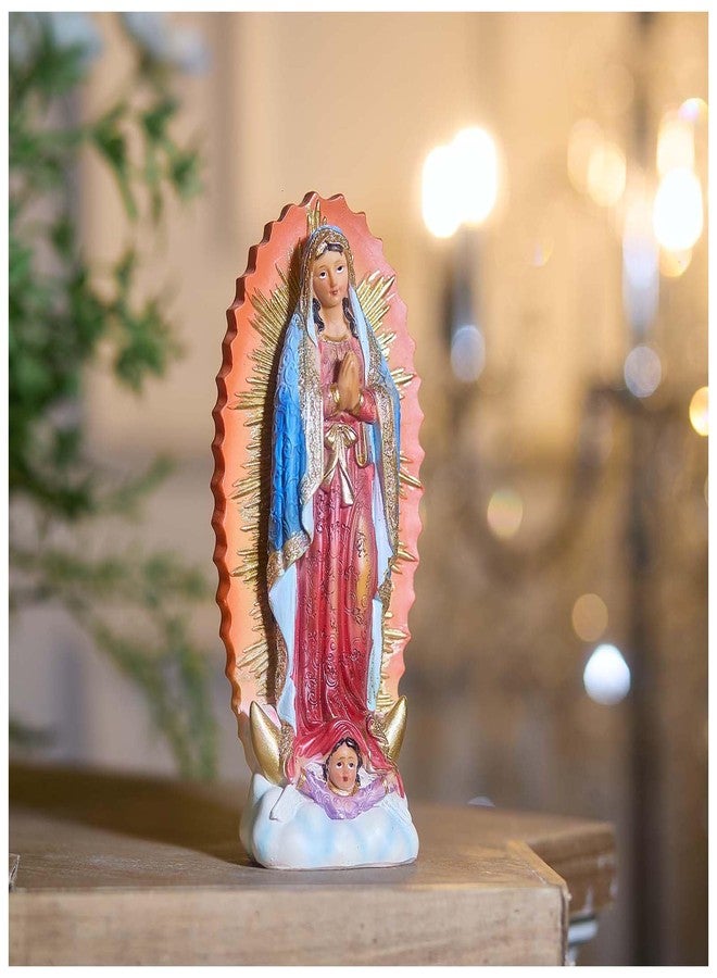 Zayton Our Lady of Guadalupe Statue Virgen Catholic De Guadalupe Figure Religious Gift for Mother's Day Inspirational Home Decor Hand Painted Sculpture 8 inch - Image 1